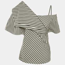 Theory Grey/White Cotton Bryson Foldover Top M