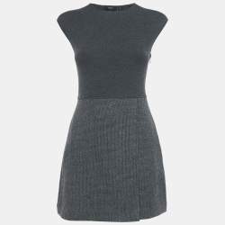 Theory Grey Wool Jersey and Jute Mini Dress XS