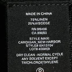 Theory Black Linen Knit Long Cardigan M