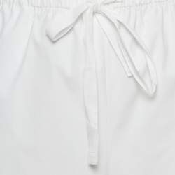 Pre Owned Theory White Cotton Drawstring Wide-Leg Trousers M