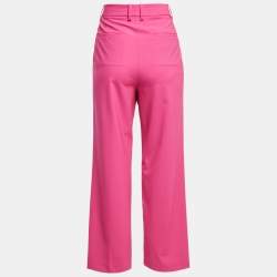 Theory Pink Wool Straight Leg Trousers S