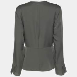 Pre Owned Theory Grey Silk Full Sleeve Top M