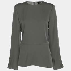 Pre Owned Theory Grey Silk Full Sleeve Top M