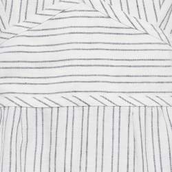 Pre Owned Theory White Striped Linen Midi Dress M