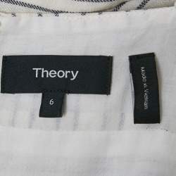 Pre Owned Theory White Striped Linen Midi Dress M