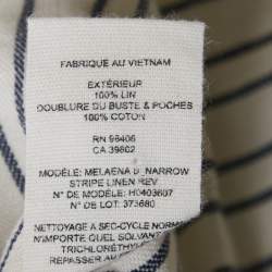 Pre Owned Theory White Striped Linen Midi Dress M