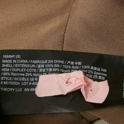 مملوكة مسبقًا توب ثيوري بني بأكمام طويلة وياقة على شكل حرف V صغير