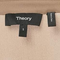 مملوكة مسبقًا توب ثيوري بني بأكمام طويلة وياقة على شكل حرف V صغير