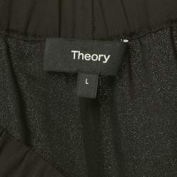 Pre Owned Theory Black Chiffon Wide-Leg Trousers L