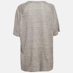 Pre Owned Theory Grey Melange Linen Jersey Loose Fit Top XXL
