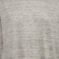 Pre Owned Theory Grey Melange Linen Jersey Loose Fit Top XXL