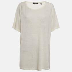 Pre Owned Theory Off-White Linen Jersey Top XXL
