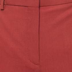 Pre Owned Theory Burgundy Stretch Wool Crop Cuff Trousers L