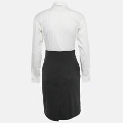 Pre Owned Theory Black/White Poplin Shirt Dress S