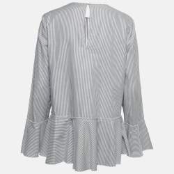 Pre Owned Theory Blue Stripe Cotton Lexanda Top L