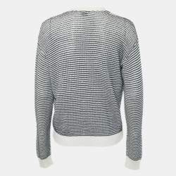 مملوكة مسبقًا كارديجان نَظَرِيَّة كحلي أزرق/أبيض مخطط متوسط الحجم