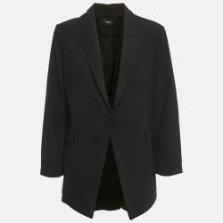 Pre Owned Theory Black Wool Single Breasted Blazer M