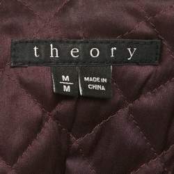 Pre Owned Theory Burgundy Leather Rider Jacket M