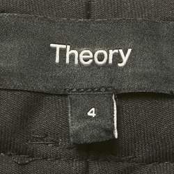 Pre Owned Theory Black Wool Pleated Formal Trousers S