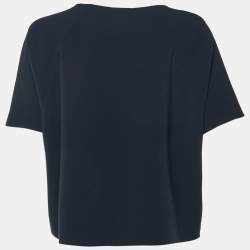 Pre Owned توب ثيوري كم راجلان قماش كريب باللون الأزرق الليلي صغير