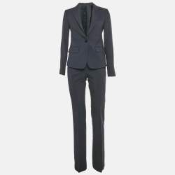 Pre Owned Theory Navy Blue Wool Pants Suit Set S