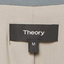 مملوكة مسبقًا Theory Blue Crepe Open Front Belted Coat M