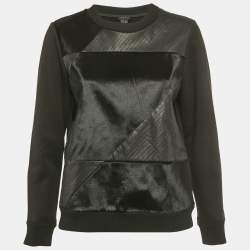 مملوكة مسبقًا Theory Black Leather and Cotton Sweatshirt S