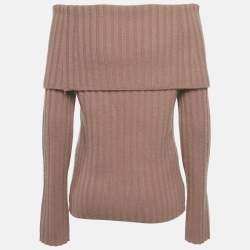 Pre Owned Theory Pink Rib Knit Off-Shoulder Sweater M