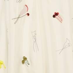 Pre Owned Theory Cream Abstract Print Embroidered A-Line Dress S