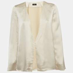 Pre Owned Theory Cream Silk Blend Wrap Jacket S