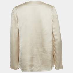 Pre Owned Theory Cream Silk Blend Wrap Jacket S