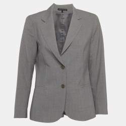 Pre Owned Theory Grey Wool Blend Single Breasted Blazer M