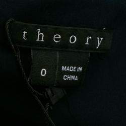 Theory Uniform Blue Silk Ruffled Overlay Landale B Dress XS