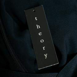 Theory Uniform Blue Silk Ruffled Overlay Landale B Dress XS
