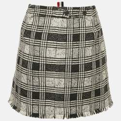 Thom Browne Black Tweed Raw Edge Mini Skirt L