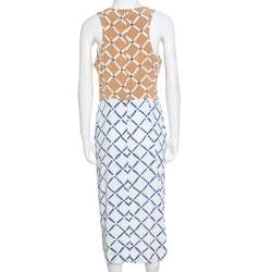 Tibi Colorblock Geometric Print Silk Sleeveless Dress L