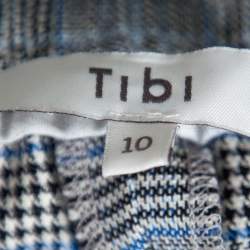 Tibi Grey Cooper Plaid Wool & Silk Joggers L