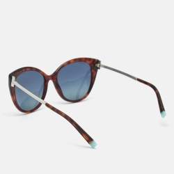 Pre Owned Tiffany & Co. Tortoise Brown/Blue TF4166 Polarized Cat Eye Sunglasses