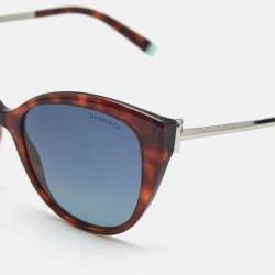 Pre Owned Tiffany & Co. Tortoise Brown/Blue TF4166 Polarized Cat Eye Sunglasses