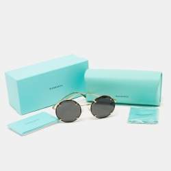 Pre Owned Tiffany & Co. Gold Tone/Dark Grey TF3091 Round Sunglasses