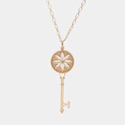 Pre Owned Tiffany & Co. Daisy Key Diamond 18K Rose Gold Long Pendant Necklace