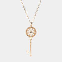 Pre Owned Tiffany & Co. Daisy Key Diamond 18K Rose Gold Long Pendant Necklace