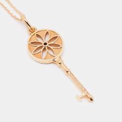 Pre Owned Tiffany & Co. Daisy Key Diamond 18K Rose Gold Pendant Necklace