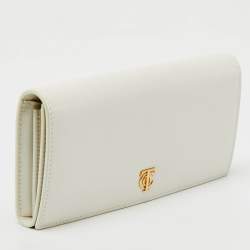 Tiffany & Co. White Leather Logo Flap Continental Wallet
