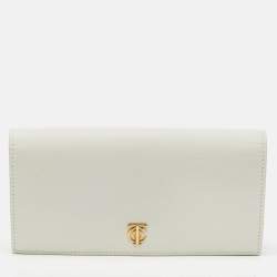 Tiffany & Co. White Leather Logo Flap Continental Wallet