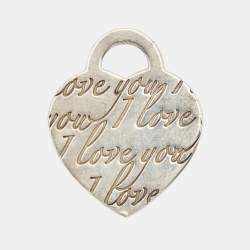 Pre Owned Tiffany & Co. I Love You Heart Tag Sterling Silver Pendant Charm