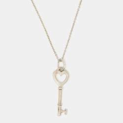 Pre Owned Tiffany & Co. Heart Key Sterling Silver Necklace