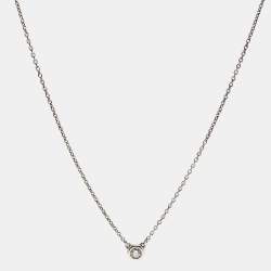 Pre Owned Tiffany & Co. Elsa Peretti Diamond By the Yard Sterling Silver Necklace
