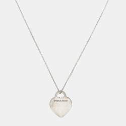Pre Owned Tiffany & Co. Return To Tiffany Sterling Silver Heart Tag Pendant Necklace