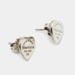 Pre Owned Tiffany & Co. Heart Tag Return to Tiffany Sterling Silver Stud Earrings